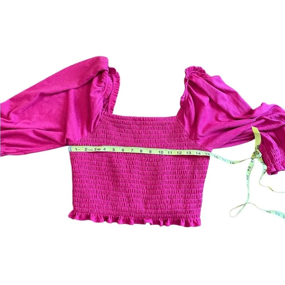 FREE PEOPLE Brenyce Smocked Top Pink Cropped